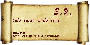 Sándor Uránia névjegykártya